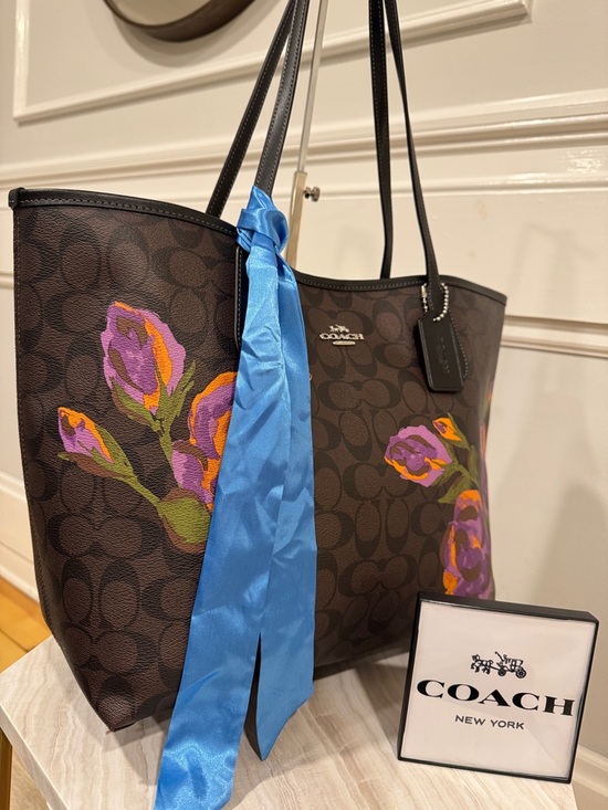 Coach Handbags - Coach Bag City Tote in Signature Brown with Floral Print